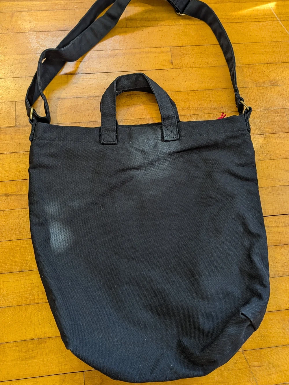 Duluth Trading Co Canvas Tote — Caramel Interior, Black Exterior